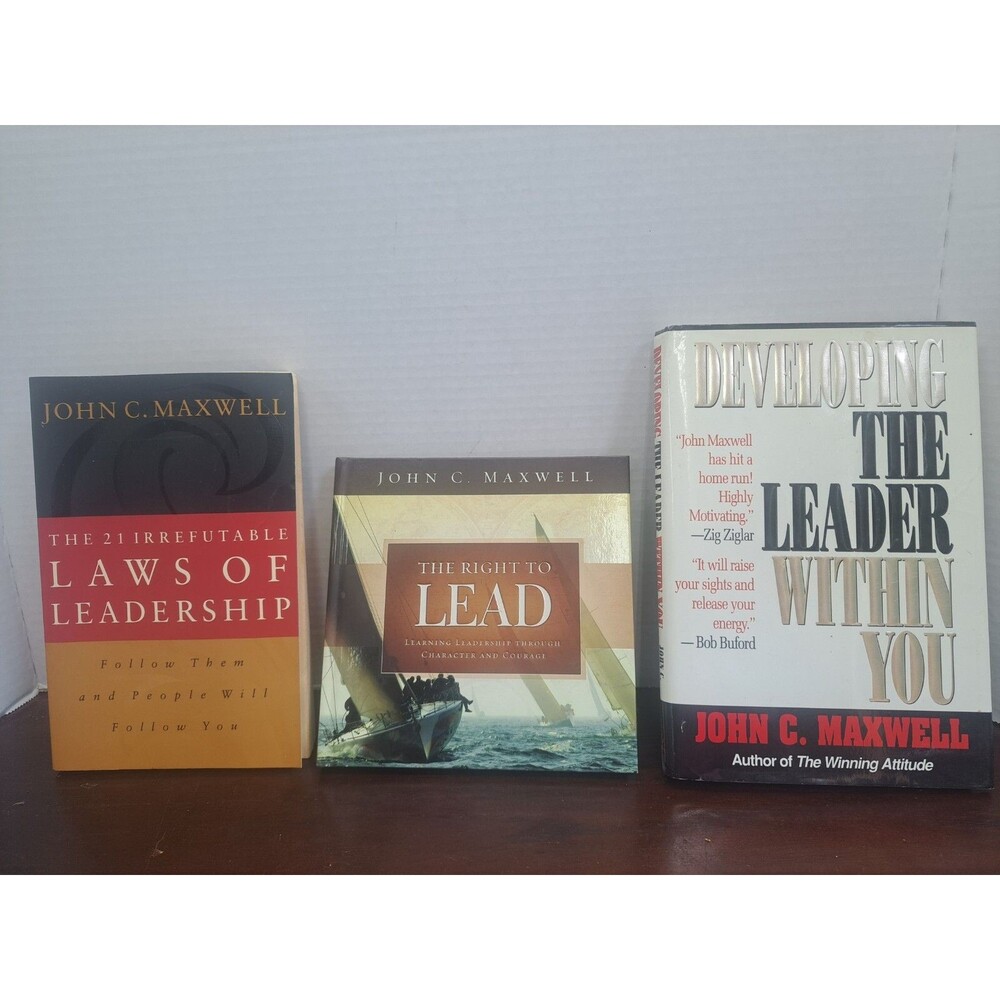 Lot Of 3 John Maxwell Books 21 Irefutable Laws Of Leadership, Right To Lead,...